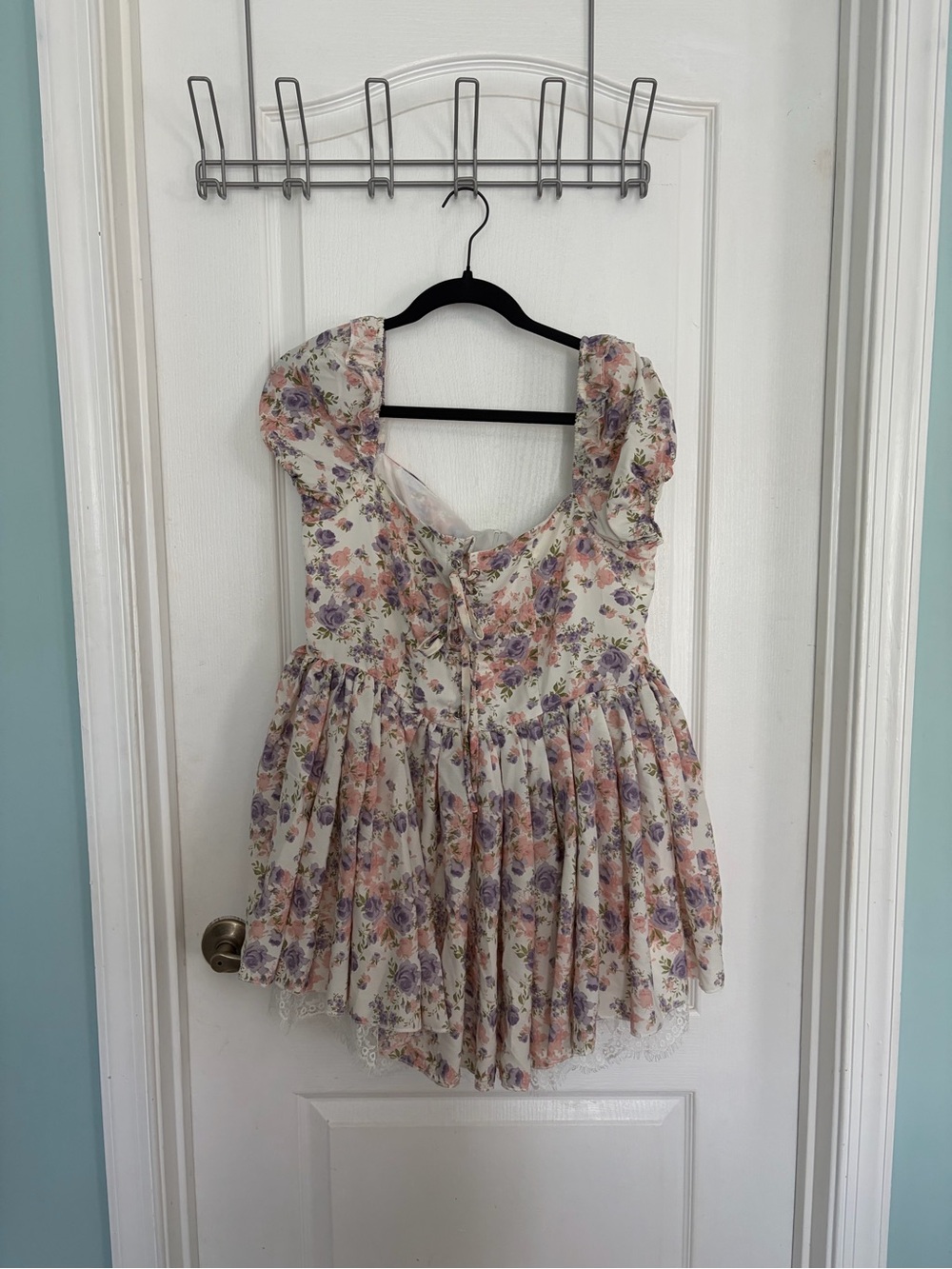 Cider Floral Puff-Sleeve Kids Dress - Cream with Pink & Purple Blooms
